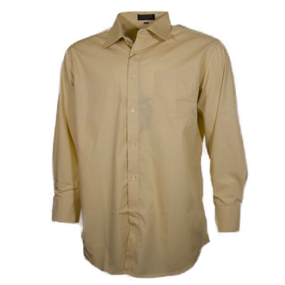 Men's Dress Shirt Long Sleeve Button Up Solid Formal Front Pocket Classic Shirt